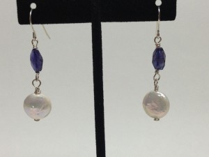Violet iolite and fresh water pearls. $25